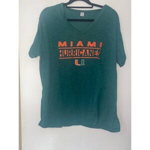 Zephyr Miami Hurricanes Shirt Women's XL Green V-Neck Short Sleeve NCAA Fan Gear
